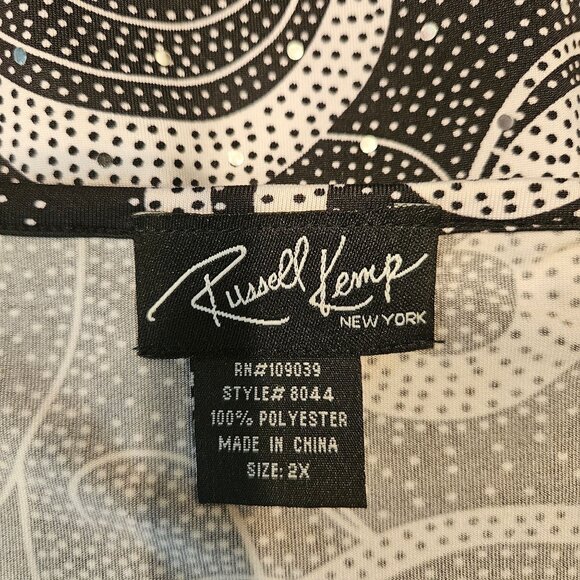 Russell Kemp Sparkly Swirl Pattern Top 3/4 Sleeve V-Neck Womens 2X career casual - Picture 7 of 11